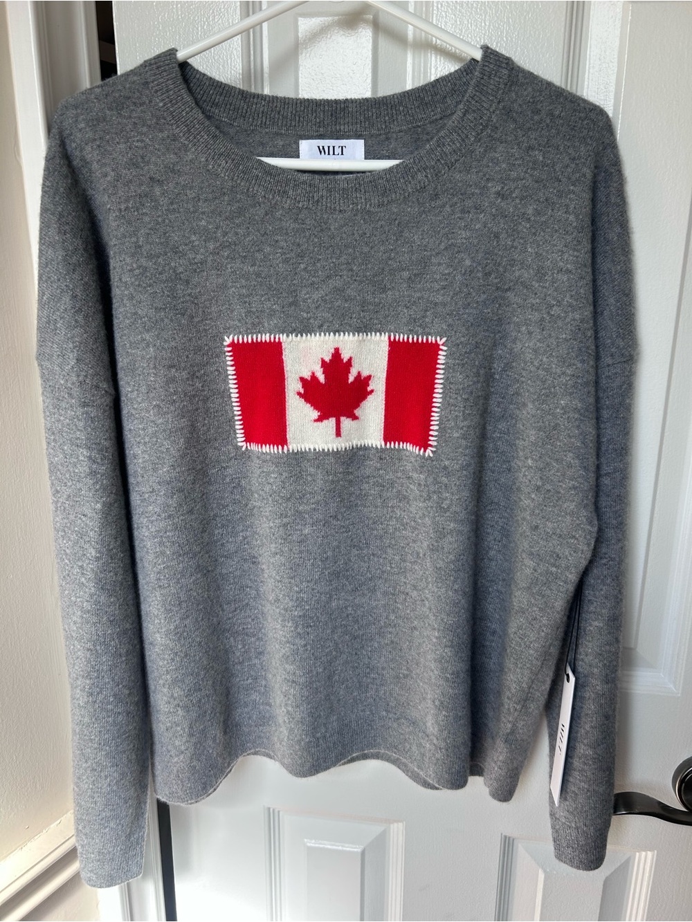 Wilt Canadian Flag Cashmere Sweater Heather Grey
